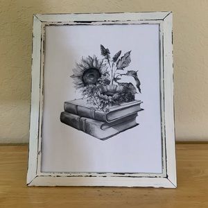 Farmhouse Sunflowers and books picture 8x10 w/frame